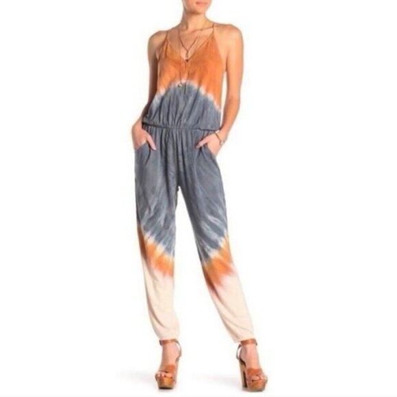 Young Fabulous & Broke Pants - YFB Young Fabulous Broke Tie-Dye Tank Top Racer Back Jumpsuit Boho Indie Medium